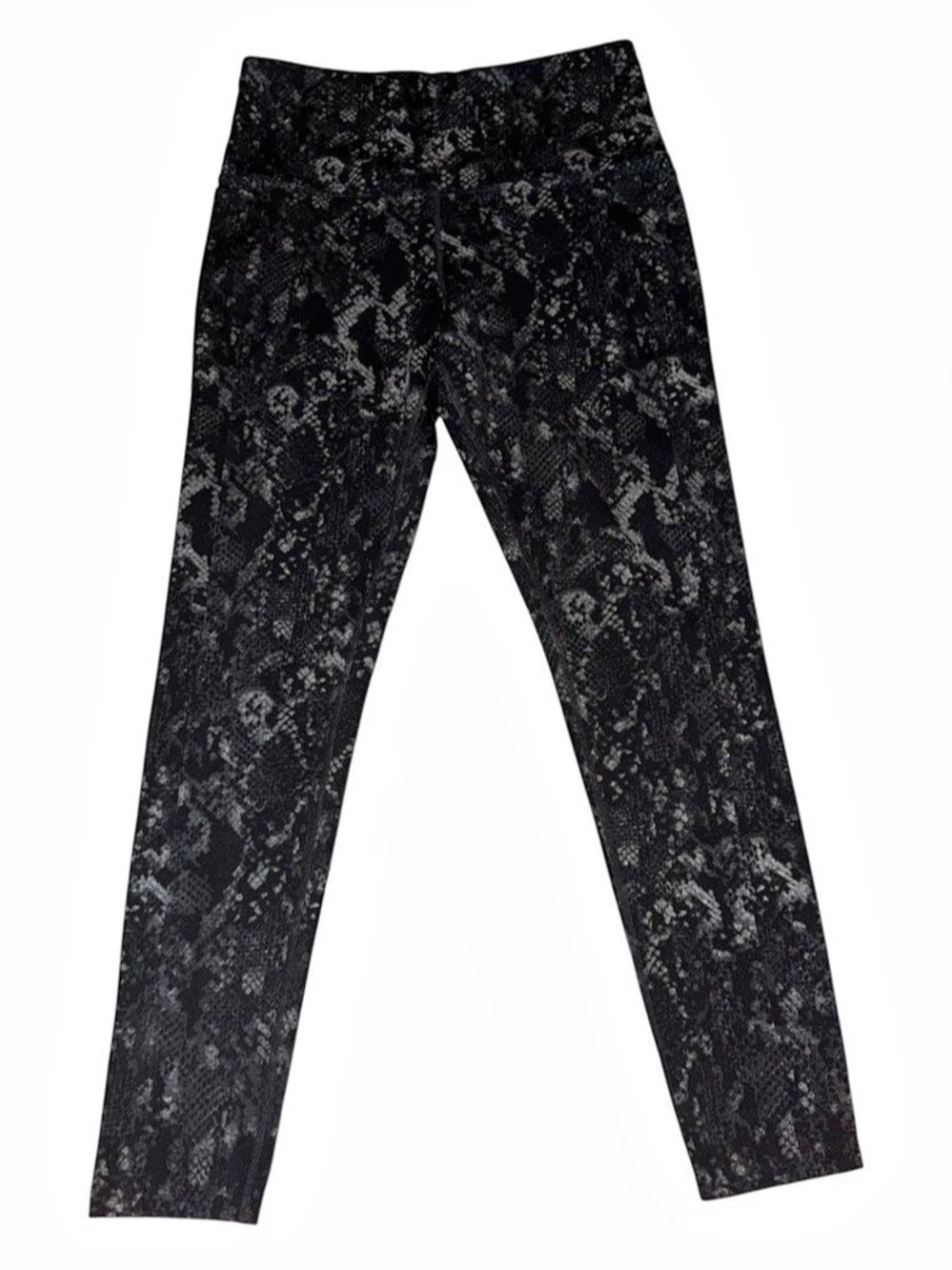 Tuff Athletics Black Snakeskin Print Active Leggings with Pockets Size Medium